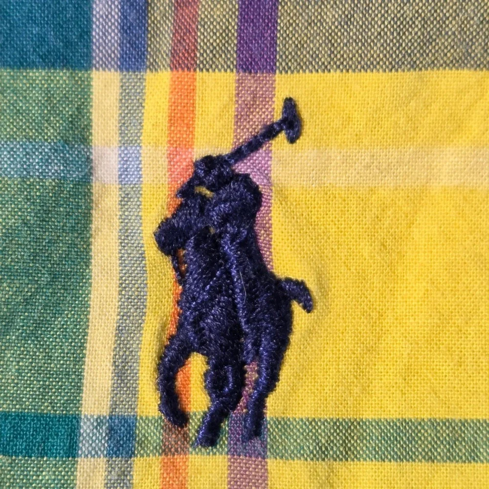 Ralph Lauren Boys XL 18-20 Yellow Blue Plaid Button Down‎ Long Sleeve Shirt